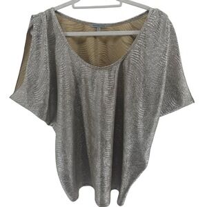 Vtg Charlotte Russe Women's XL Top Blouse Gold‎ Metallic Dolman Sleeve Flowy